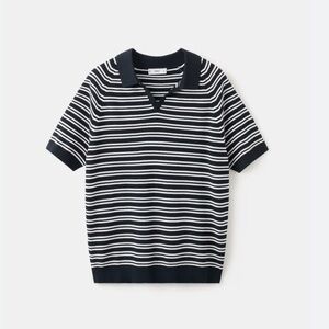 Mango STRIPED 100% COTTON KNIT POLO XXL